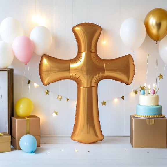 Mobestech Party Decoration Golden Cross Shape Balloon with Aluminum Foil Material