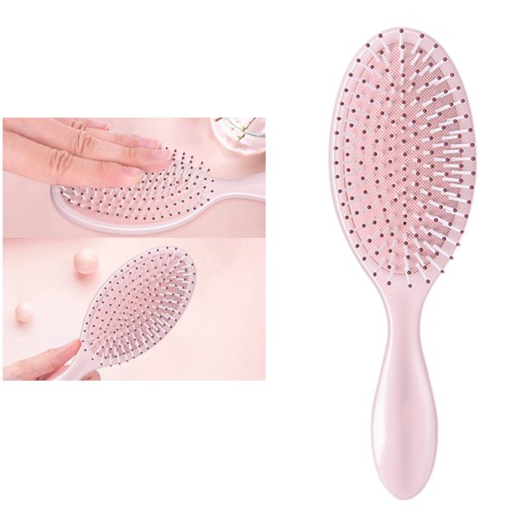 Mobestech Plastic Airbag Hair Comb for Curly and Straight Hair Pink Hairdressing Comb with Portable Handle