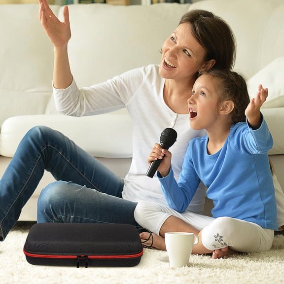 Mobestech Padded Black Microphone Bag with Zipper Large Capacity Eva Material and Convenient Handle