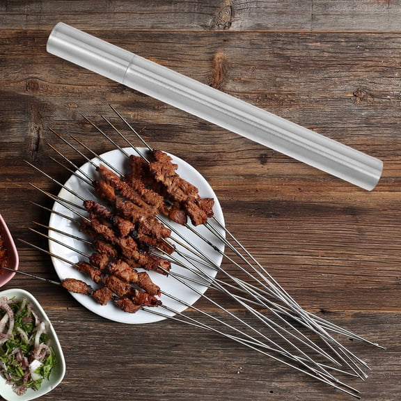 Mobestech Portable Stainless Steel Grill Tool Box Storage Tube for Barbecue Skewers and Utensils