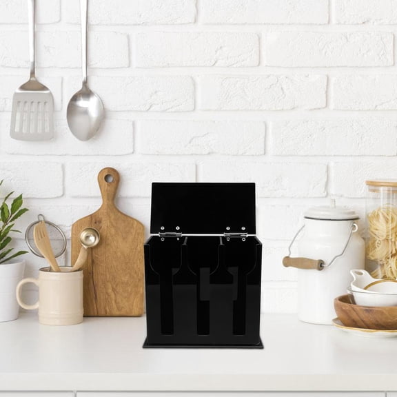 Mobestech Practical Black Acrylic Spoon Dispenser for Break Room and Kitchen Tableware