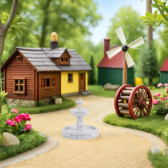 Mobestech Small Resin Fountain Decor for Tabletop, Landscape, Dollhouse, and Miniature Decorative Display