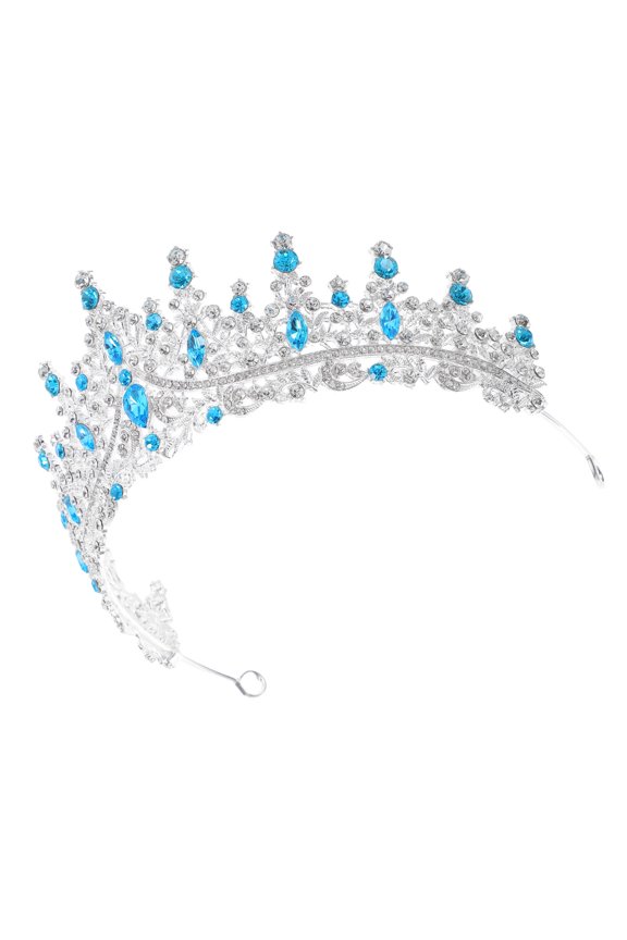 Rhinestone Wedding Tiara Headband Sky Blue Bridal Crown for Special Occasions