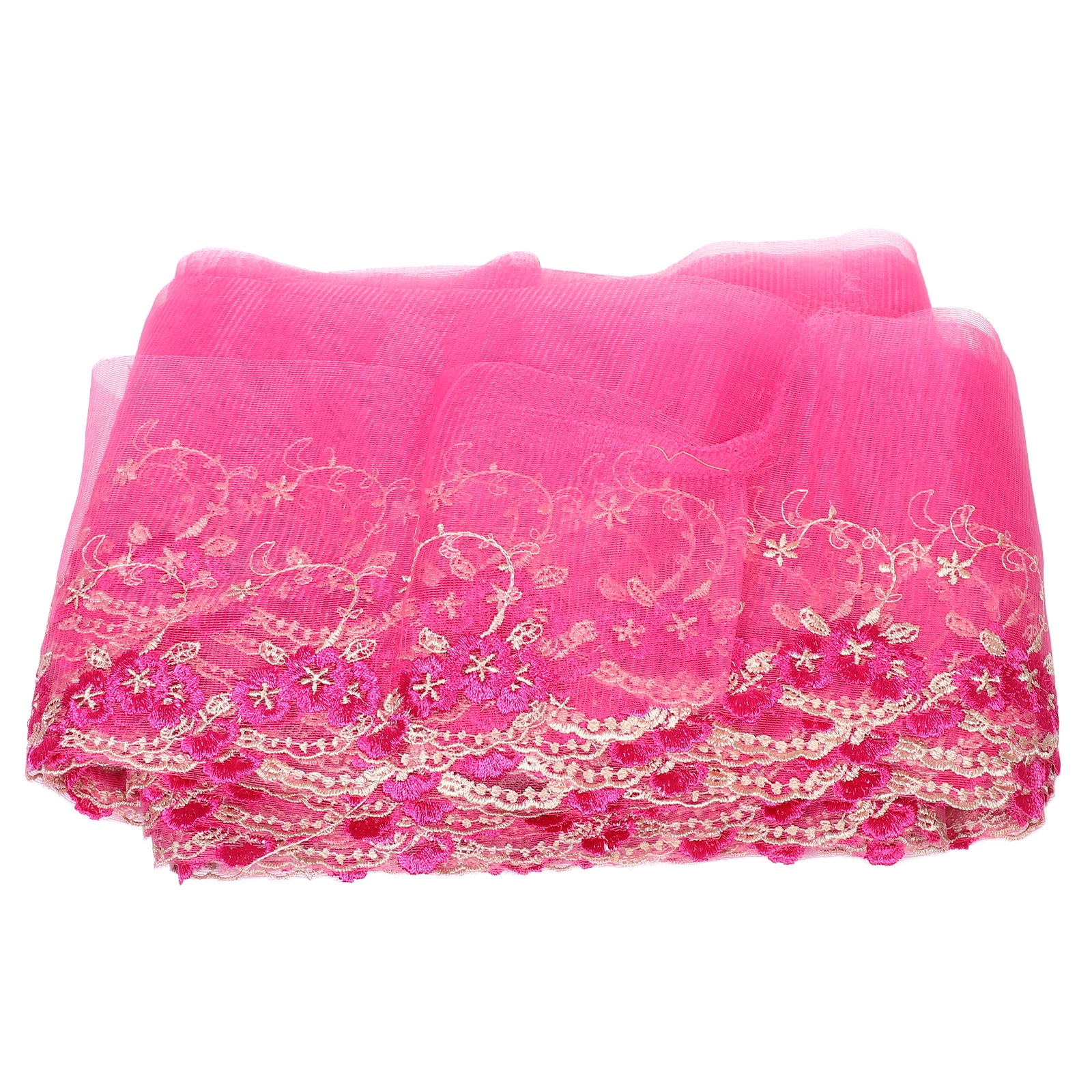 Mobestech Rosy Embroidered Lace Trim for Wedding Veil and Fashion Accessories