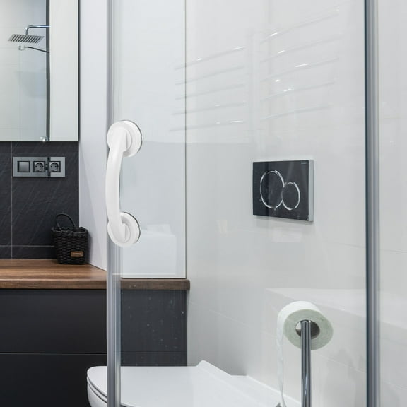 Mobestech White Plastic Shower Grab Bar for Elderly Wall Mounted Safe Handrail