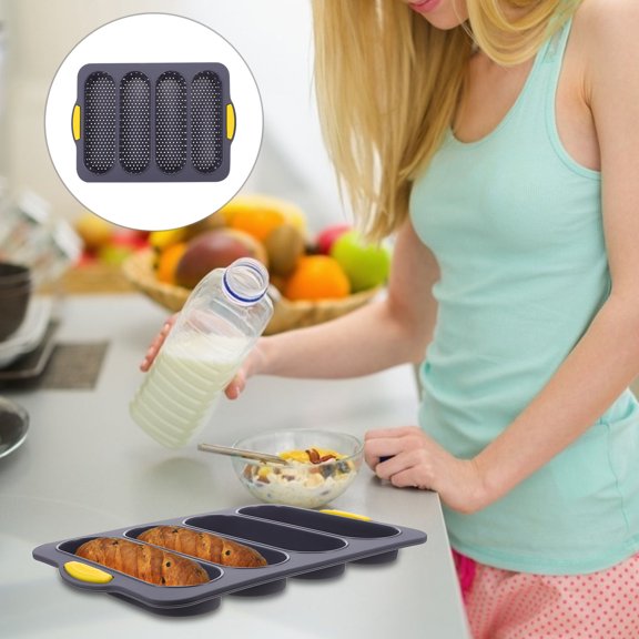 Mobestech Cake Mold Baking Loaf Pans for Baking Bread Black Silicone Flexible Release Kitchen Accessory 1Pcs
