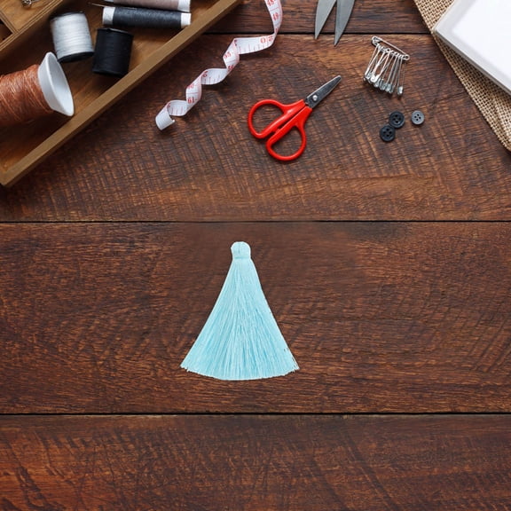 Mobestech Sky-Blue Tassel Earring Charms 6Pcs For Diy Keychain Accessories Craft Enthusiasts