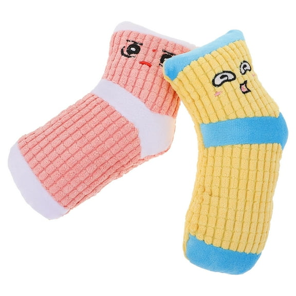 Mobestech Teething Toy Puppy Plush Squeaky Socks 2Pcs