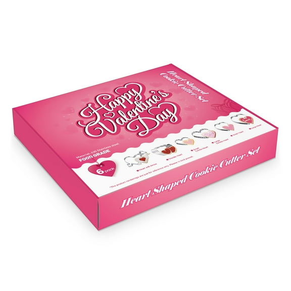 Mobestech 6Pcs Metal Cookie Cutters Heart Shape Non Stick Fondant Chocolate Cake Baking Tool