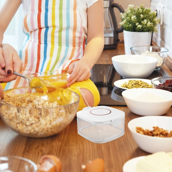 Mobestech White Airtight Kitchen Spice Box with Separate Compartments and Transparent Lid