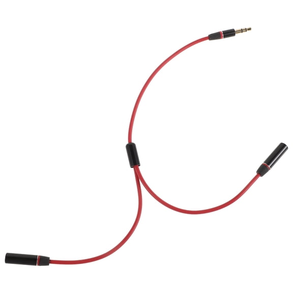 Mobestech User Friendly Red Audio Cable Splitter with Copper Wire for Home Use Mic and Headphones