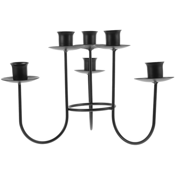 Mobestech Six Arm Black Metal Candle Holder Vintage Design Decorative Wedding Candle Stand