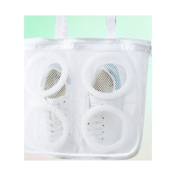 Mobestech Laundry Shoe Bag White Mesh Breathable for Hanging Shoes with Transparent Window