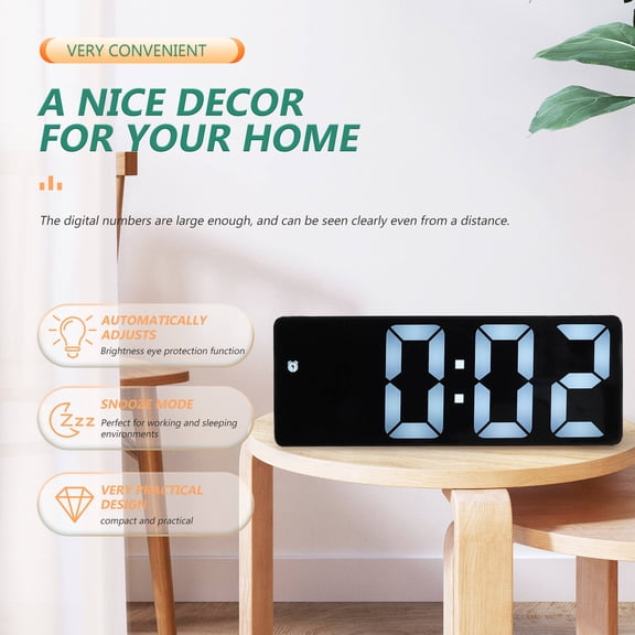 Mobestech modern digital clock Digital Mirror Clocks ABS Black 1Set for Office Meeting Room Restaurant