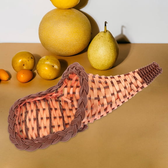 Mobestech Wicker Cornucopia Basket Bamboo Fruit Basket Chocolate 1 Piece