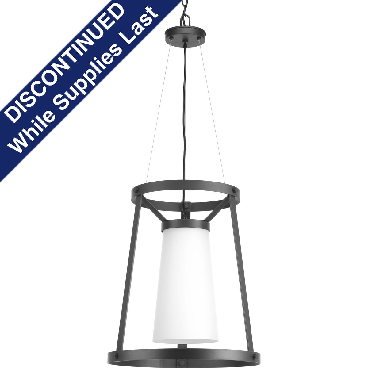 Graphite Elegance 21" Large Pendant with Frosted Glass Shade