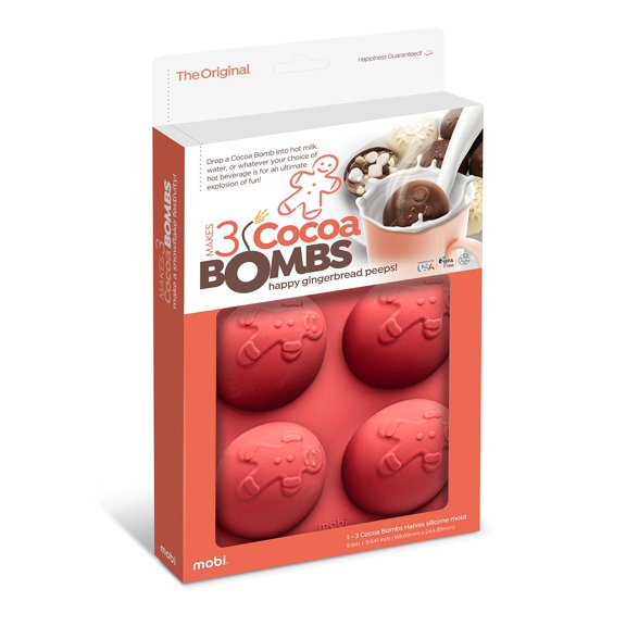Mobi Hot Chocolate Cocoa Bombs Silicone Mold, Gingerbread Man, for Making 3 "Bombs"