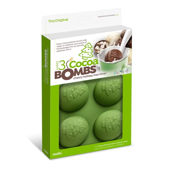 Mobi Hot Chocolate Cocoa Bombs Silicone Mold, Holiday Tree, for Making 3 "Bombs"