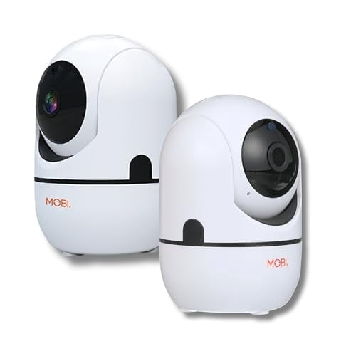 MobiCam HDX Wi-Fi Pan & Tilt Smart Nursery, Elderly & Home Monitoring Camera, 1080p HD Indoor Security Night Vision IP Camera, Motion Detection, Two-Way Audio, Cloud & SD Card Storage - (2-Pack)