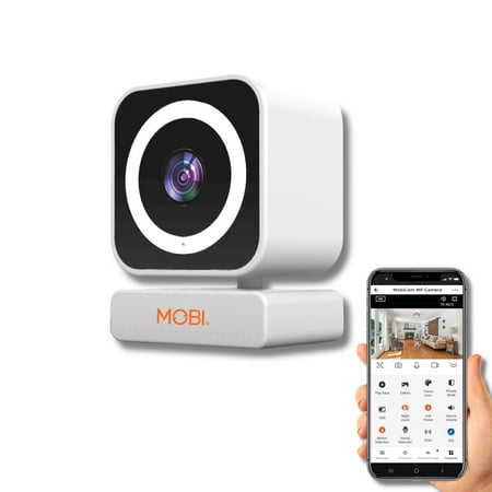 MOBI - Cam MP Smart Baby & Nursery Monitoring Camera, Indoor Security Camera w/ Dual Band WiFi, Night Vision & BLE Connectivity - White