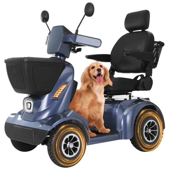 Mobicyc 1000W All Terrain Mobility Scooter for Seniors & Adults, Heavy Duty 4 Wheel Scooter, 500 lbs Capacity, 32 Mile Range, 9 MPH, Off-Road Tires, Dual Baskets, LED Lights & Audio System,Gary