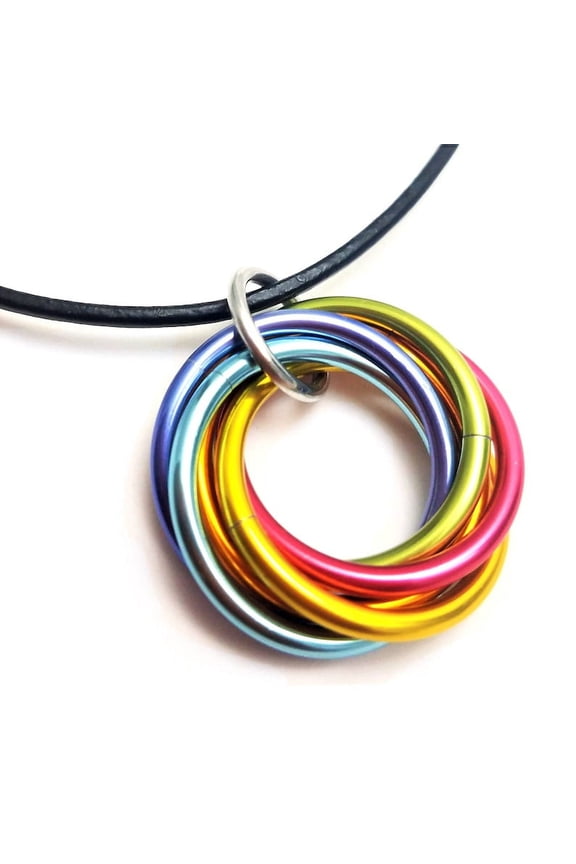 Mobii Necklace, Pendant (Medium), Multicolor Combos, Fidget Infinity Loop Forever Spiral Jewelry 
