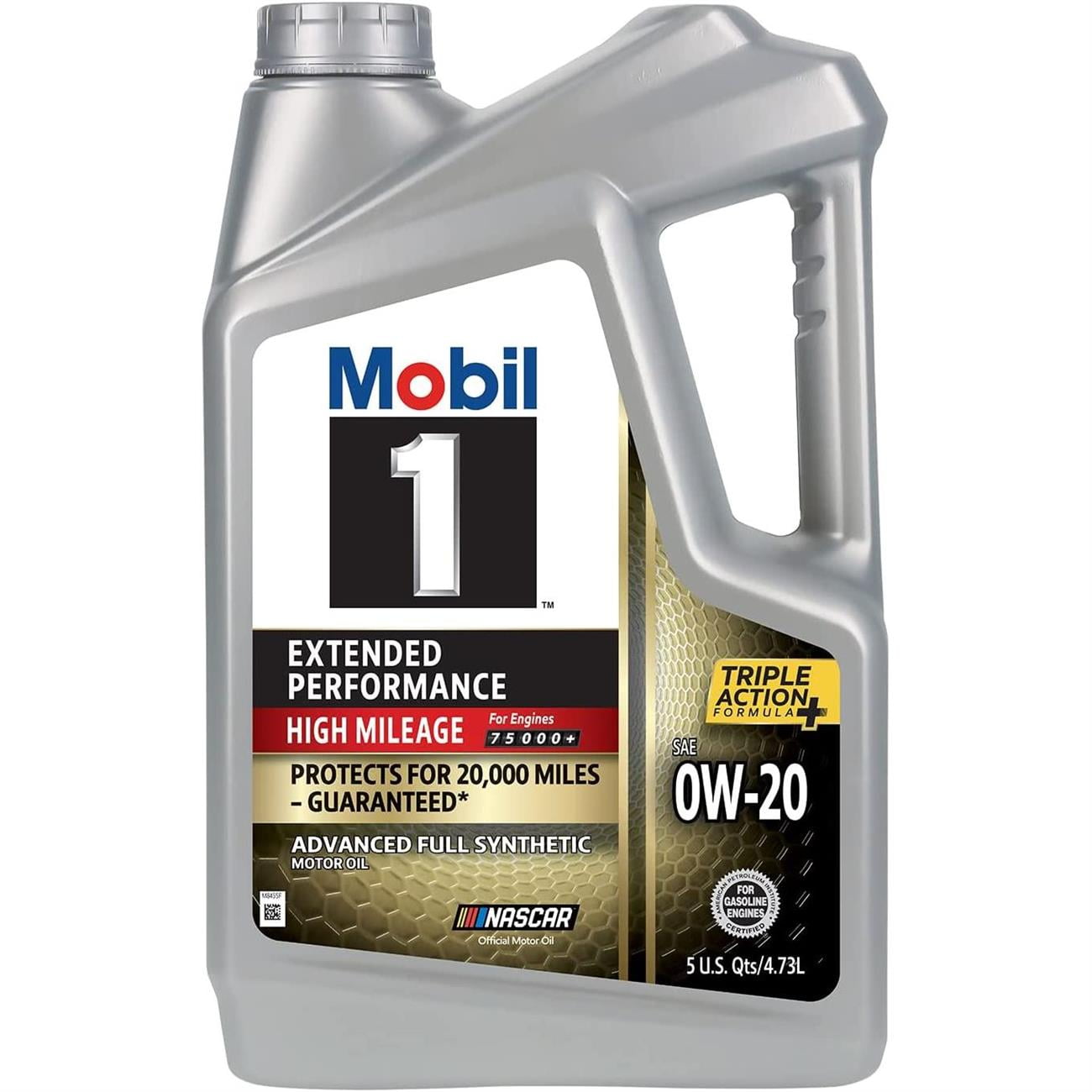 Mobil 1 123837 High Mileage Full Synthetic, 0W-20, 5 Quarts