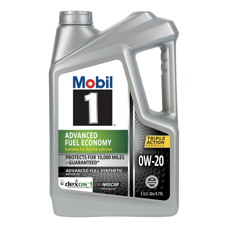 Mobil 1 Motor Oil, Advanced Fuel Synthetic, Advanced Fuel Economy, OW-20 - 5 qt
