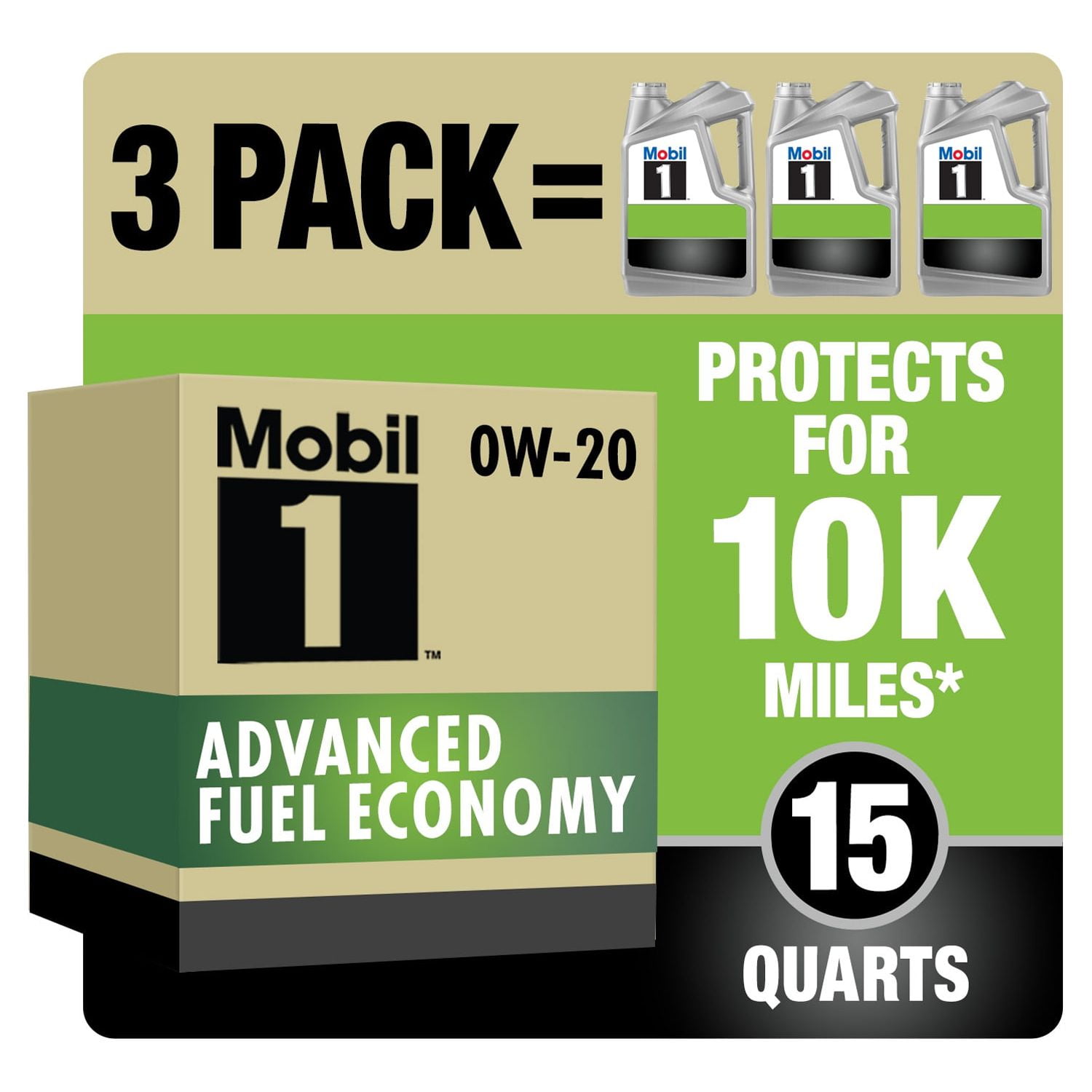 (2 pack) Mobil 1 Advanced Fuel Economy Full Synthetic Motor Oil 0W20