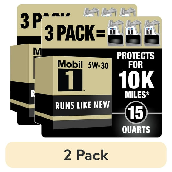 (2 pack) Mobil 1 Advanced Full Synthetic Motor Oil 5W-30, 5 Quart (Pack of 3)