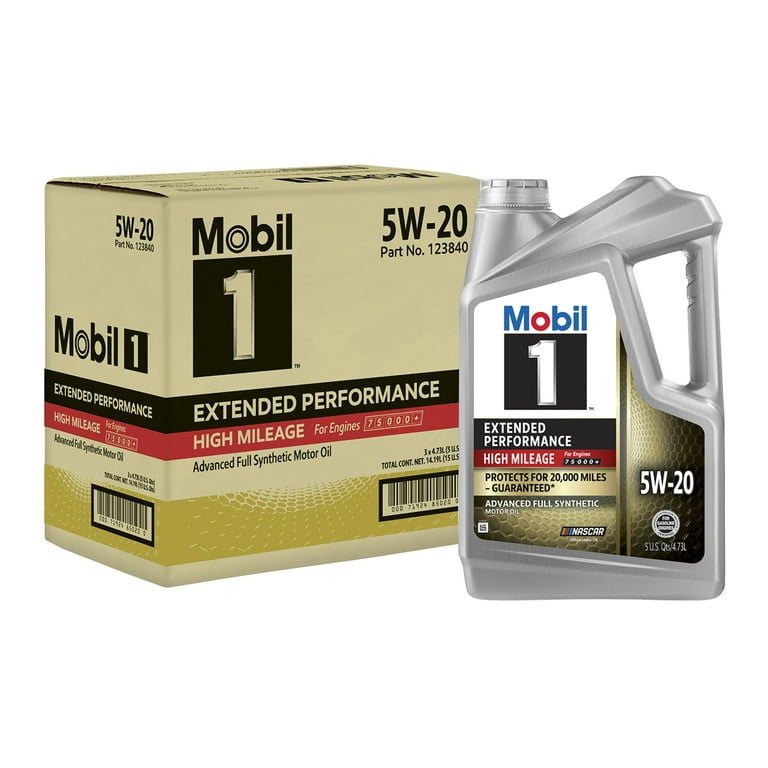 Mobil 1 Extended Performance High Mileage Full Synthetic Motor Oil 5W 20 5 Quart 3 Pack