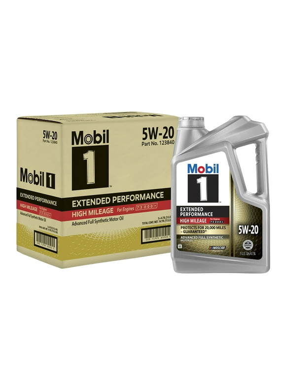 Mobil 1 Extended Performance High Mileage Full Synthetic Motor Oil 5W-20, 5 Quart (3 Pack)