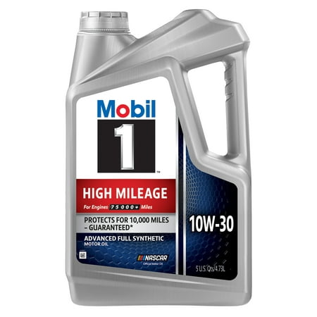 Mobil 1 High Mileage Full Synthetic Motor Oil 10W-30, 5 Quart