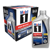 Mobil 1 High Mileage Full Synthetic Motor Oil 5W-30, 1 Quart 6 Pack