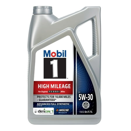 Mobil 1 High Mileage Full Synthetic Motor Oil 5W-30, 5 Quart