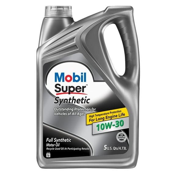 Mobil 1 Super Synthetic High Mileage Motor Oil 10W-30, 5 qt