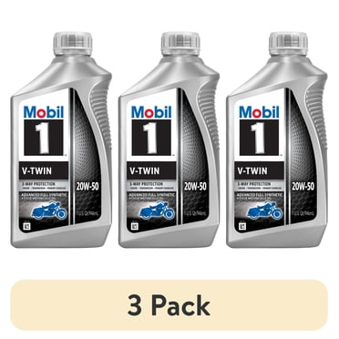 Mobil 1 V-Twin 20W-50 Synthetic Motorcycle Oil - 6 Pack Quart Bottles | Premium Engine Protection
