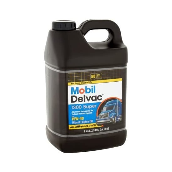 Mobil Delvac 1300 Super HD Syn Blend Diesel Oil 15W-40, 2.5 Gal