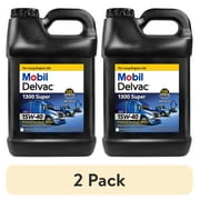 (2 pack) Mobil Delvac 1300 Super Heavy Duty Premium Synthetic Blend Diesel Engine Oil 15W-40, 2.5 Gallon