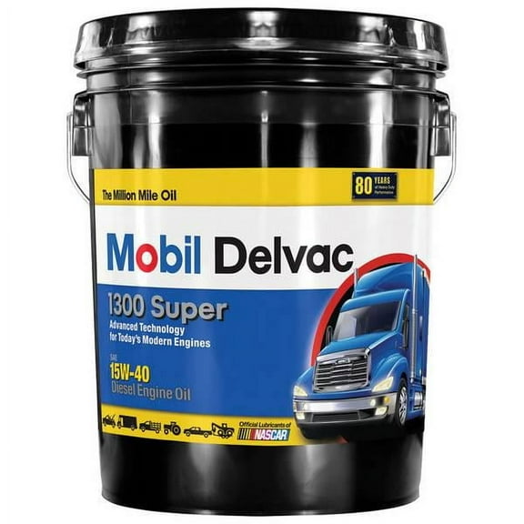 Mobil Mobil 5 Gal Delvac 1300 Super Heavy Duty Synthetic Blend Diesel Engine Oil 15W-40