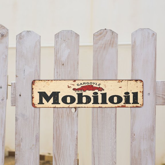 Mobil Oil Gas Pump Rustic Station Metal Tin Sign For Bar Or Man Cave 4x16 Inch
