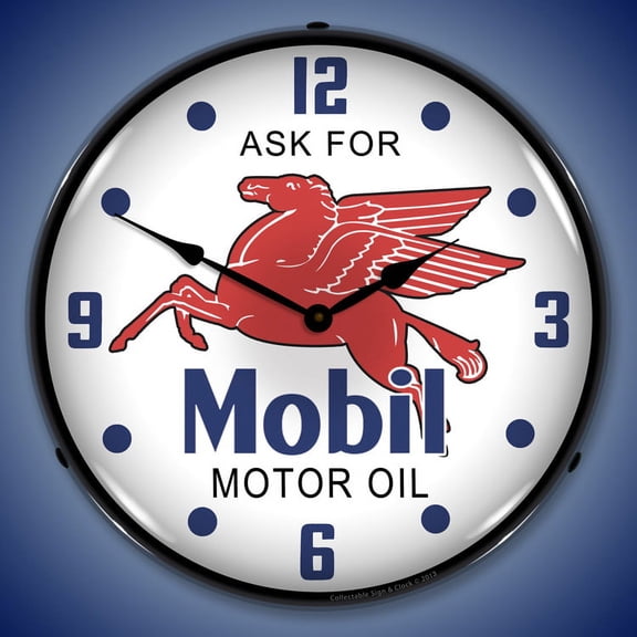 Mobil Oil Wall Clock, Lighted: Gas / Oil Theme