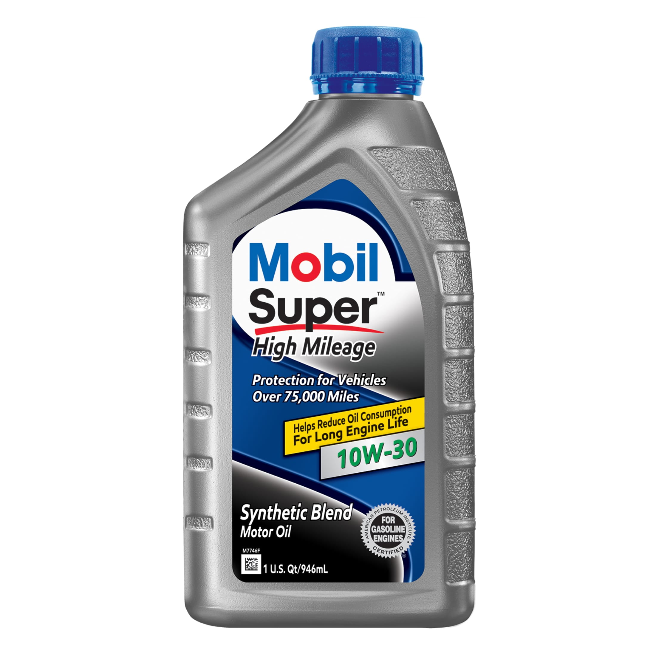 Mobil Super High Mileage Synthetic Blend Motor Oil 10W-30, 1 Quart