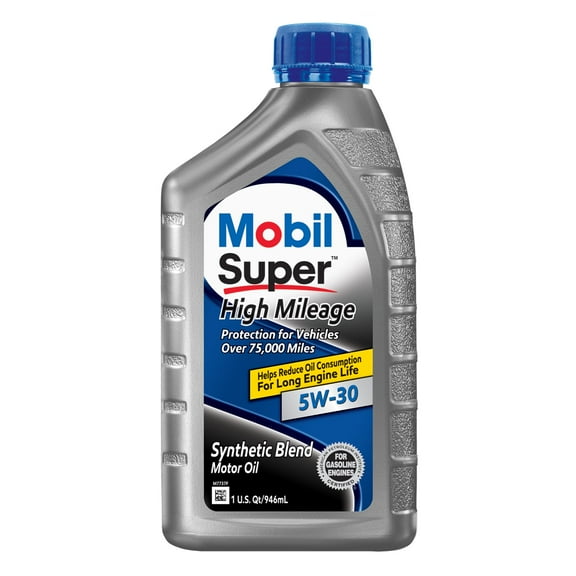 Mobil Super High Mileage Synthetic Blend Motor Oil 5W-30, 1 Quart