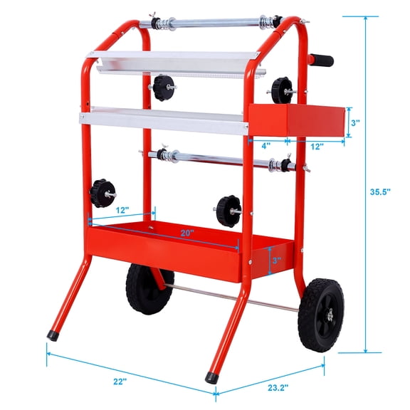 Mobile 18" Multi-Roll Masking Paper Machine with Storage Trays,RED,