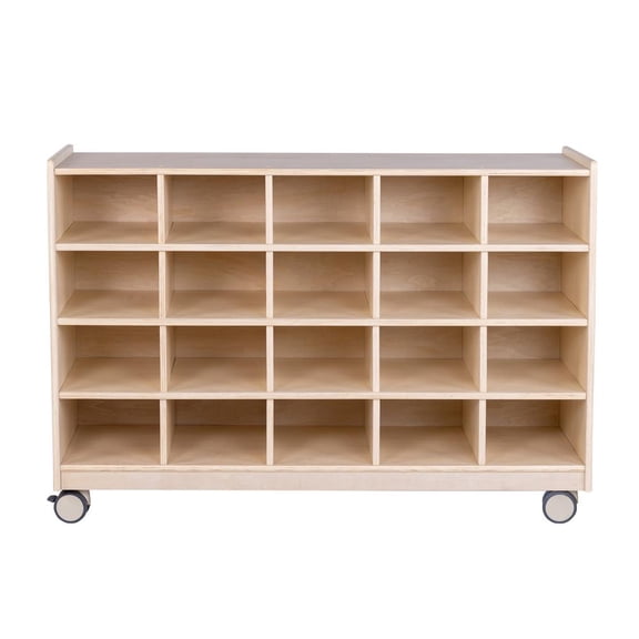 Angeles Birch Mobile 20-Section Cubby Storage - Assembled
