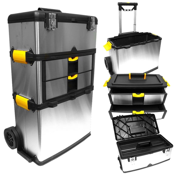 Mobile 3-part Tool Box Stainless Steel by Stalwart