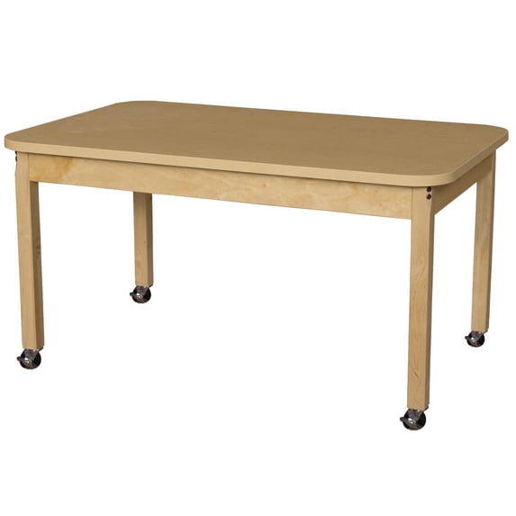WOOD DESIGNS Mobile 30" x 48" Rectangle High Pressure Laminate Table with Hardwood Legs- 24"