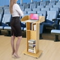 thumbnail image 1 of Mobile 43.3" Height Rolling Podium Lectern Laptop Workstation w/ 4 Wheels Used in Conference Rooms, Schools, Classrooms, Meeting Halls,etc, 1 of 24