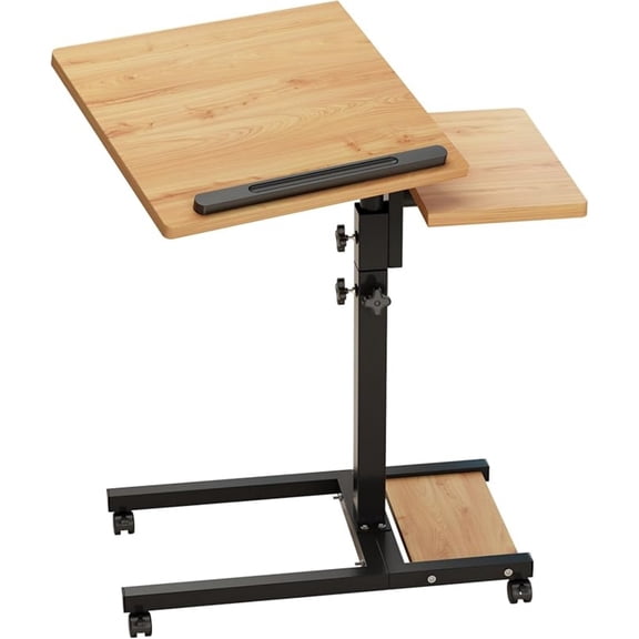 Mobile Adjustable Height Laptop Stand Computer Portable Notebook Swivel Laptop Desk Rolling Table Desk Cart Tiltable with Wheels Casters& Mouse Pad Table